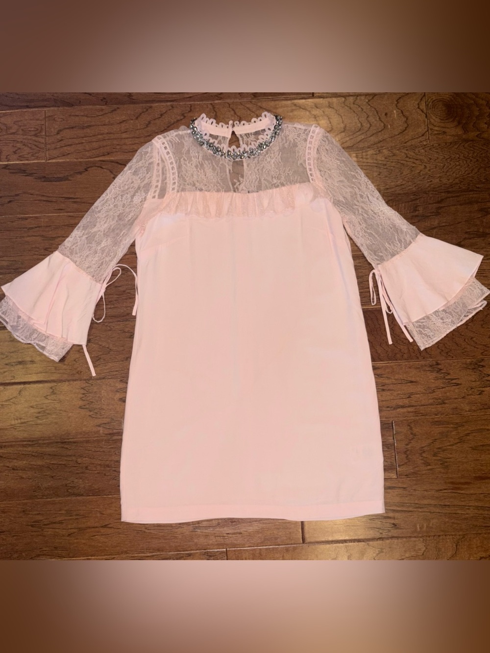 JUICY COUTURE BLACK LABEL VINTAGE COCKTAIL DRESS PINK LACE RHINESTONE SIZE 10